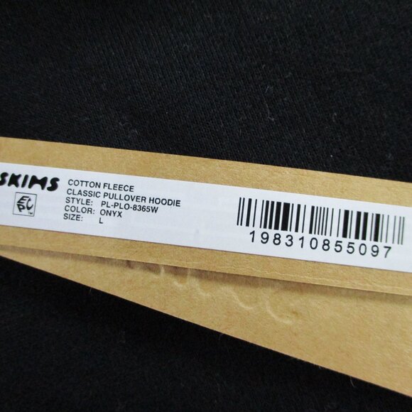 SKIMS Cotton Fleece Classic Pullover Hoodie Womens Large Onyx Black Relaxed NWT - Picture 7 of 9